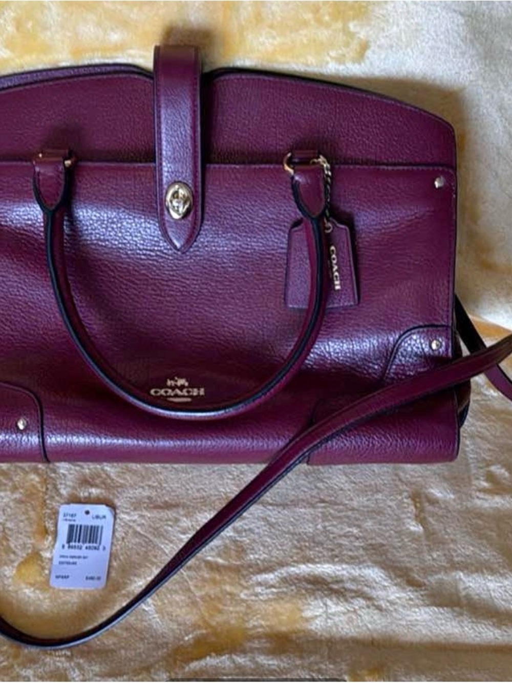 COACH Mercer 35 Pebbled Leather Satchel in burgundy. Like new